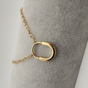 18K Gold Plated Stainless Steel Oval Padlock Pendant Necklace – Waterproof